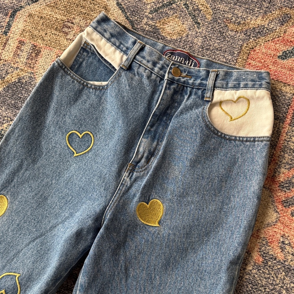 Vintage Zana Di Blue Jeans with Gold Heart Accents
